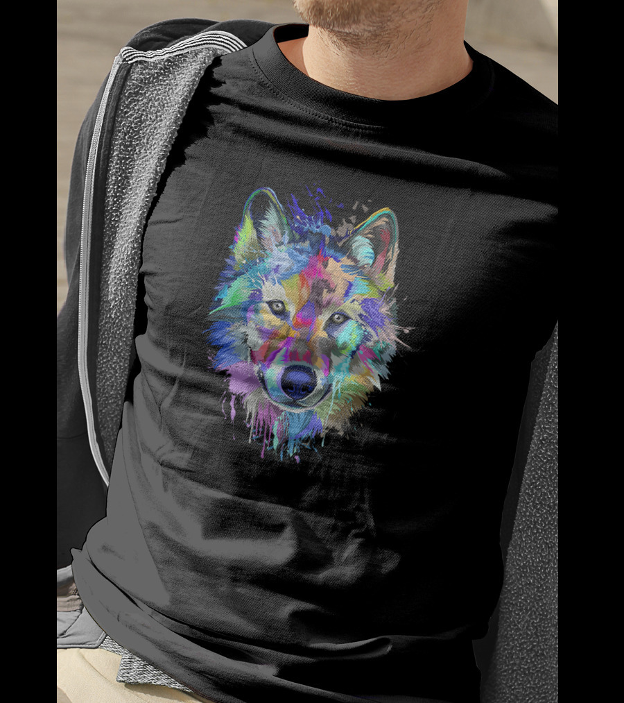 Splash Colorful Wolf T-Shirt