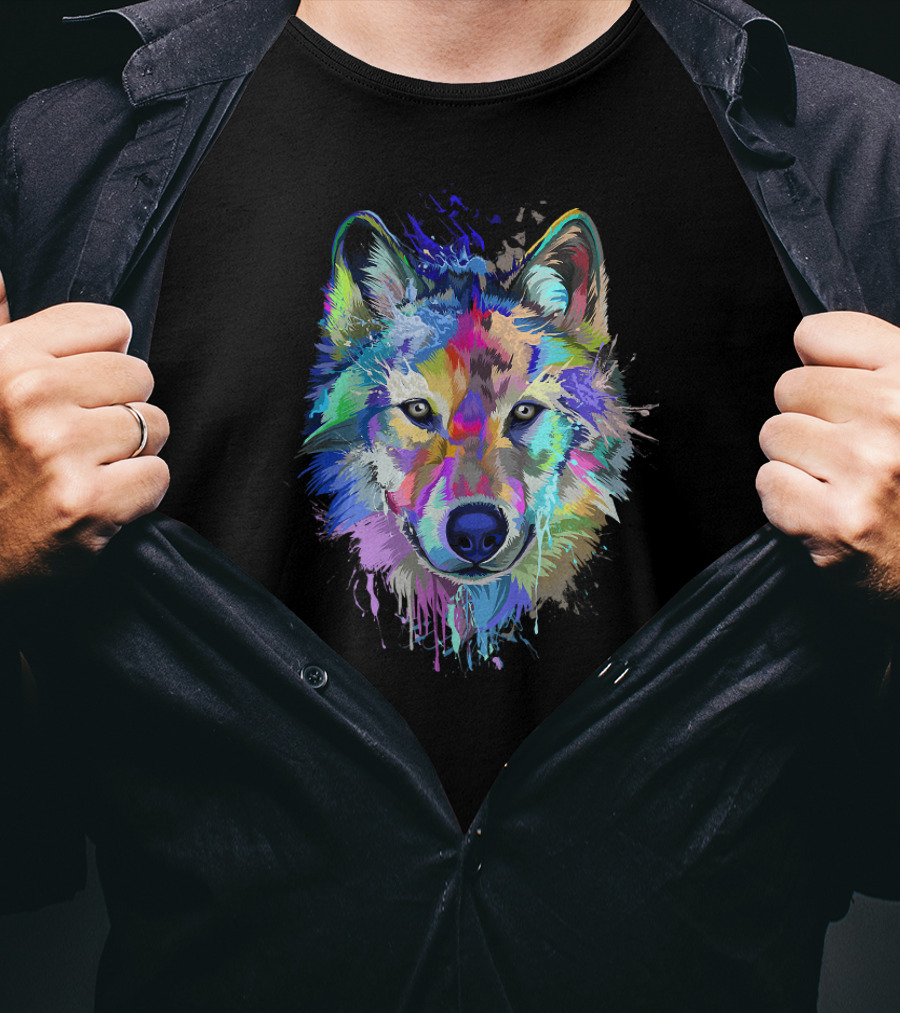 Splash Colorful Wolf T-Shirt