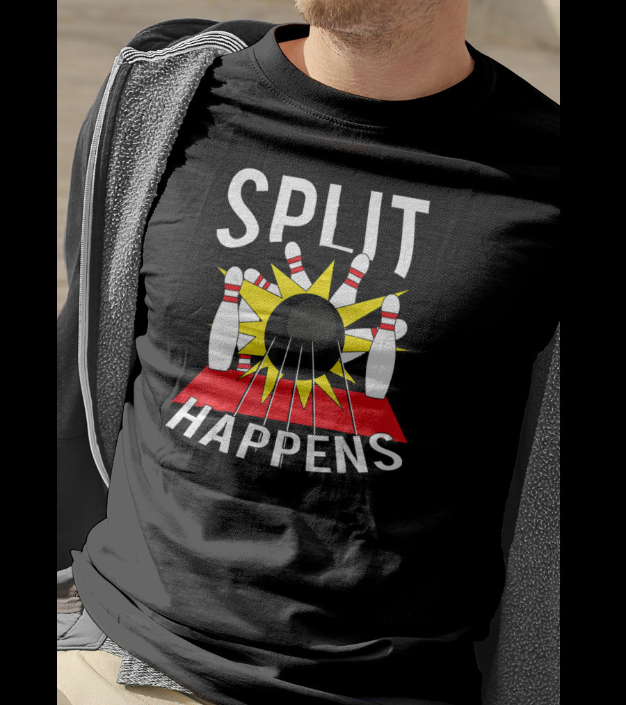 Split Happens Bowling Ball Strikes Pins Explosion T-Shirt