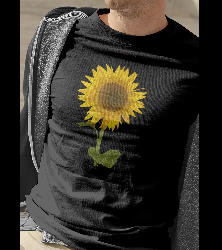 Sunflower Black Background Image T-Shirt