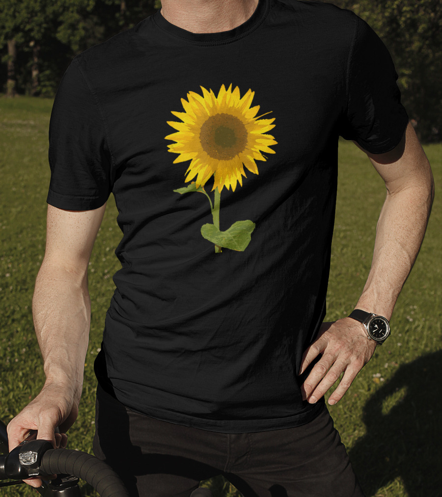 Sunflower Black Background Image T-Shirt