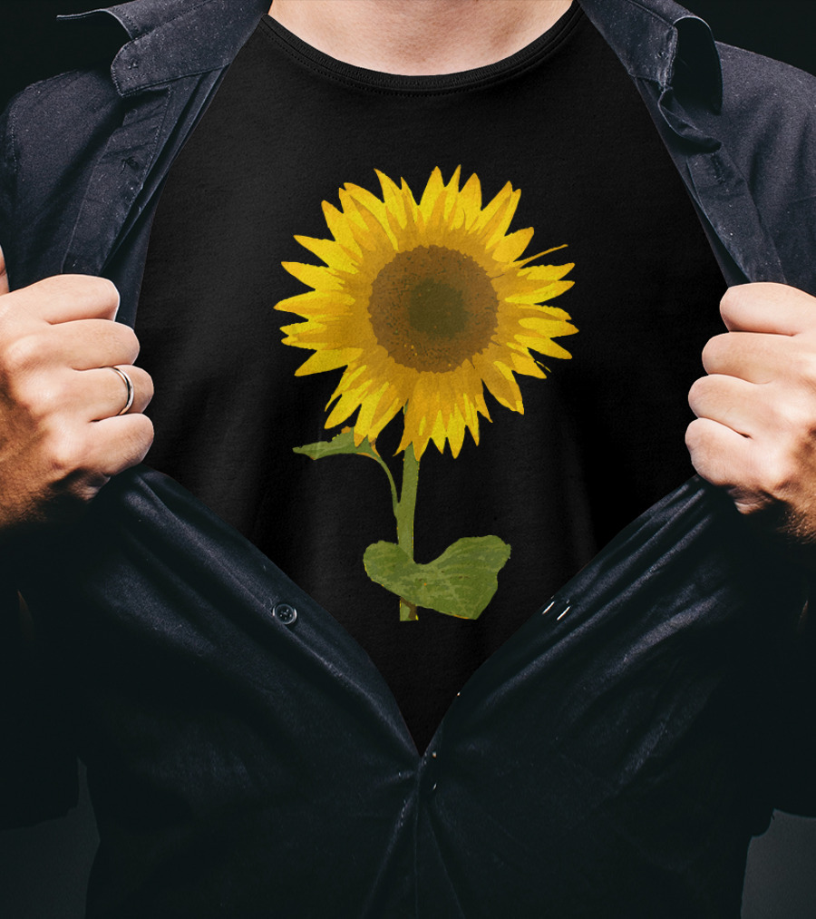Sunflower Black Background Image T-Shirt