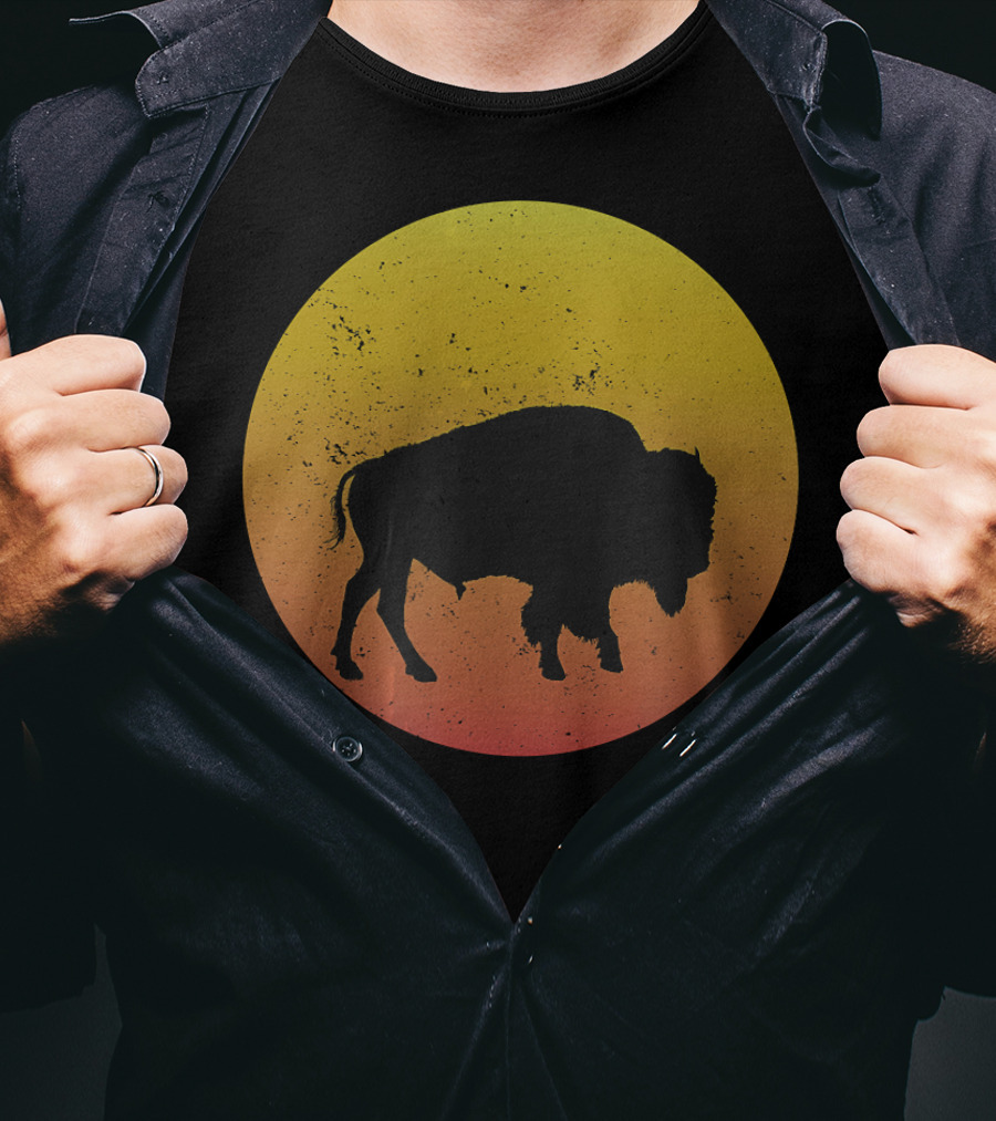 Sunset Plains Bison Vintage Circle T-Shirt