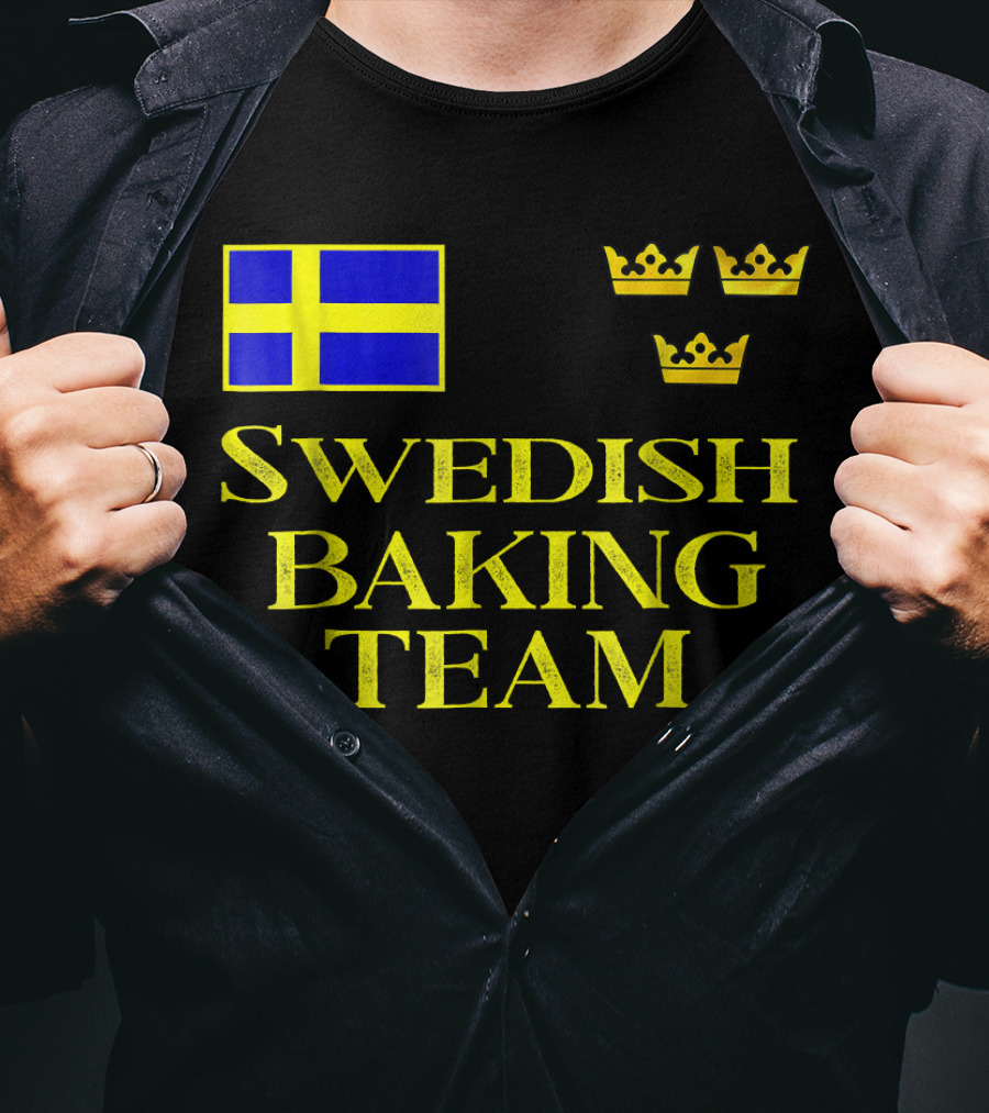 Swedish Baking Team Christmas Cookies Swedish Flag And Three Crowns T-Shirt