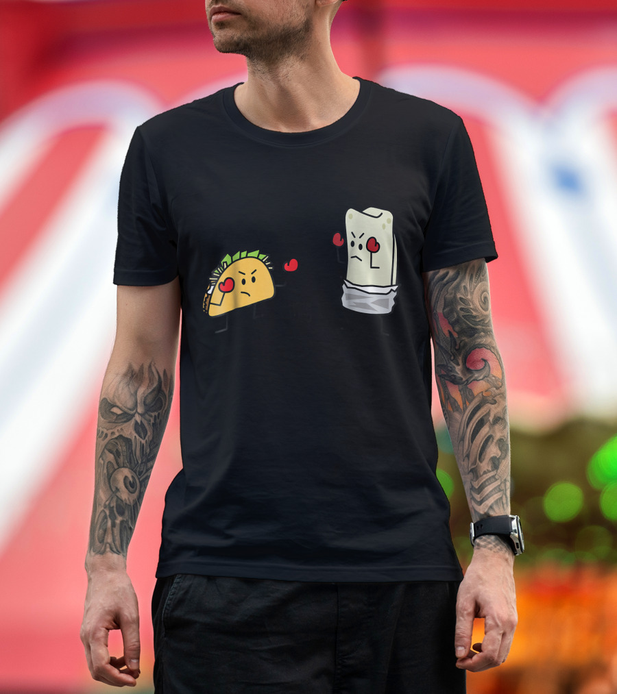 Taco Vs Burrito Boxing Fighters Mexican Beef Showdown T-Shirt