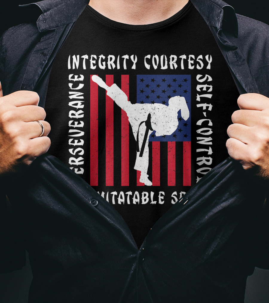 Integrity Courtesy Perseverance Self-Control Indomitable Spirit Taekwondo Martial Arts Tae Kwon Do Ko T-Shirt