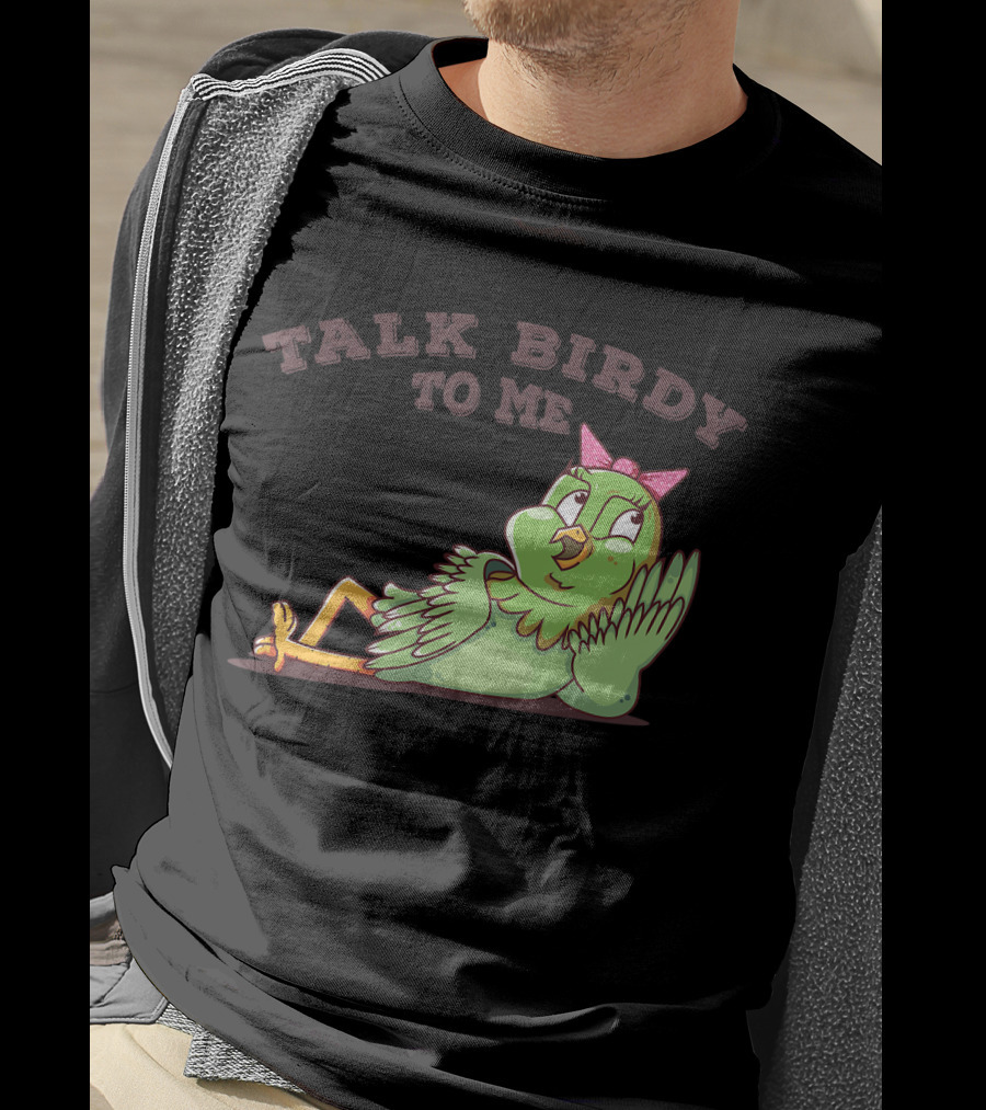 Talk Birdy To Me Funny Parrot Bird Relaxing With Bow T-Shirt