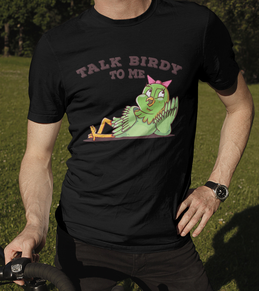 Talk Birdy To Me Funny Parrot Bird Relaxing With Bow T-Shirt
