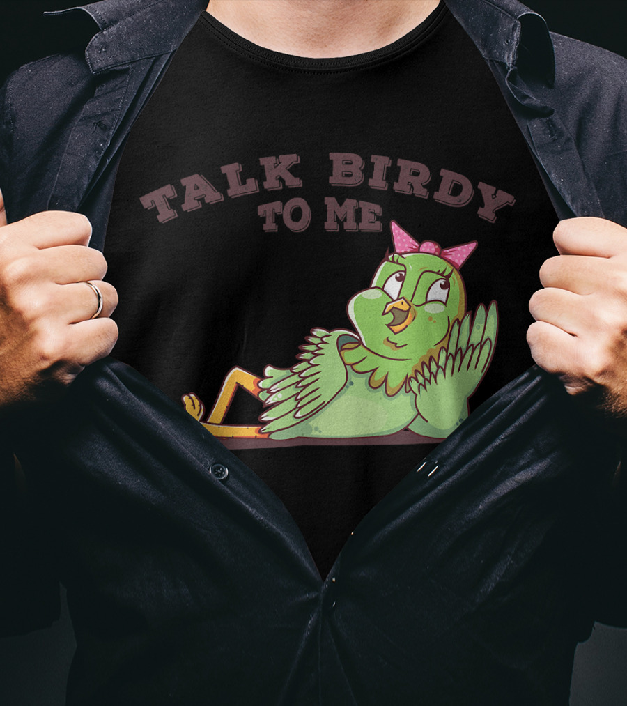 Talk Birdy To Me Funny Parrot Bird Relaxing With Bow T-Shirt