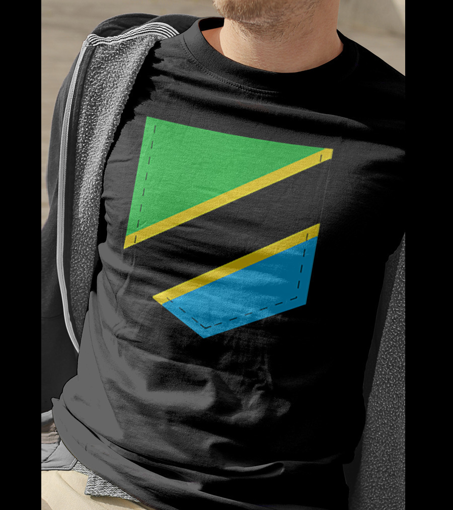 Tanzania Flag With Printed Tanzani Pocket T-Shirt