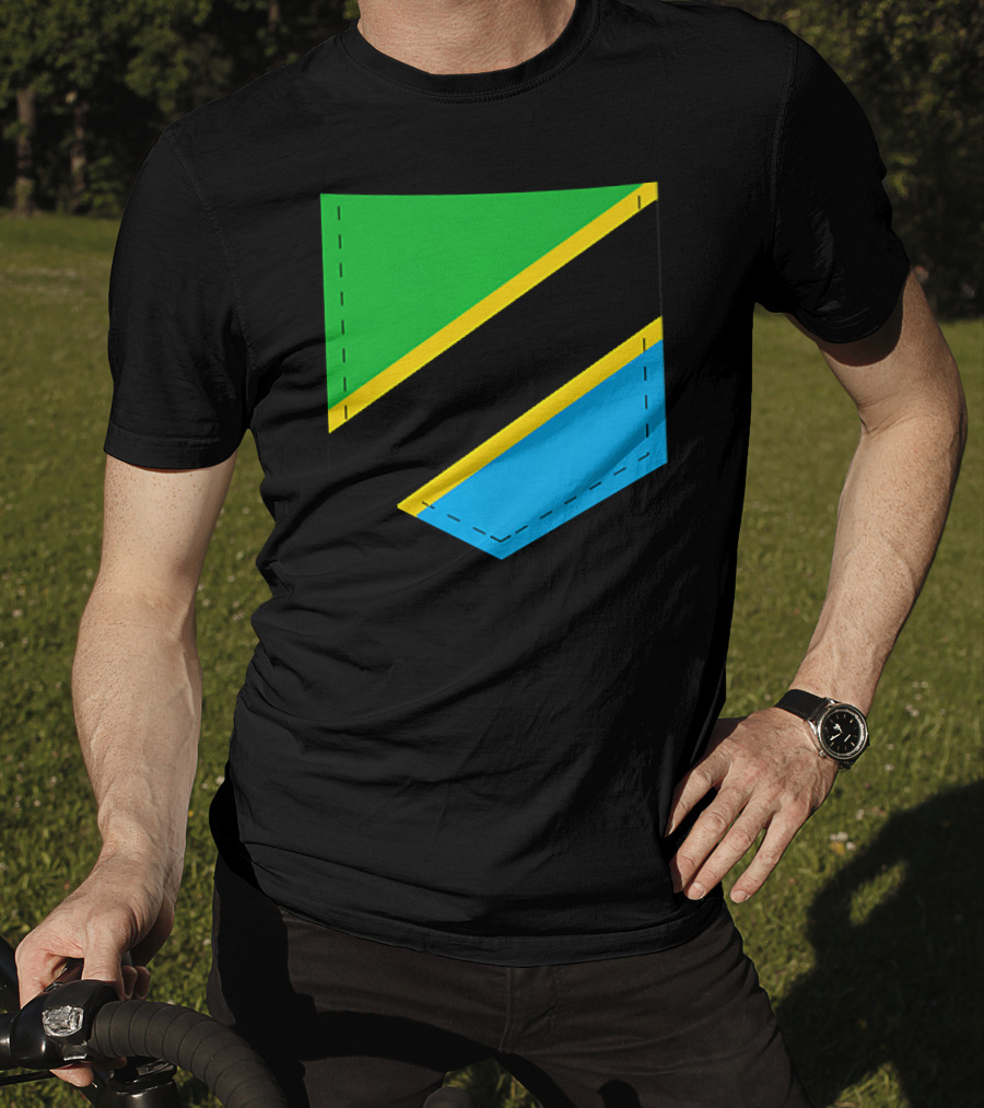 Tanzania Flag With Printed Tanzani Pocket T-Shirt
