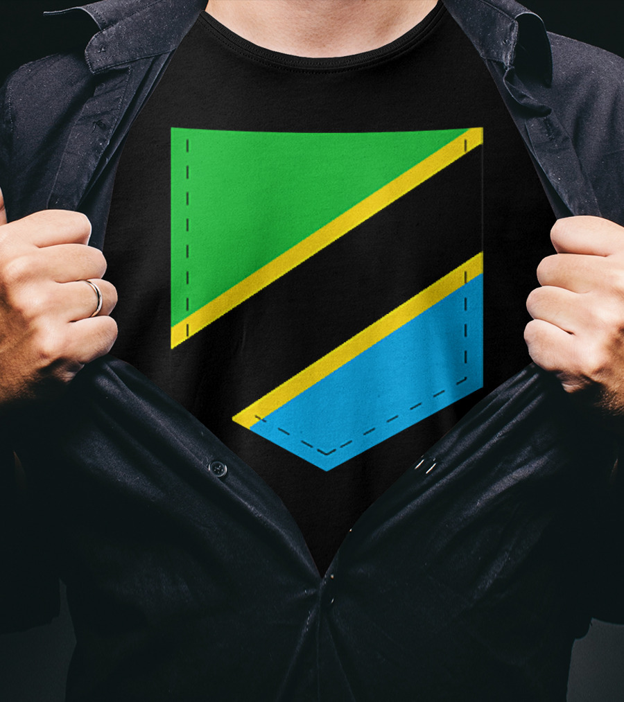 Tanzania Flag With Printed Tanzani Pocket T-Shirt