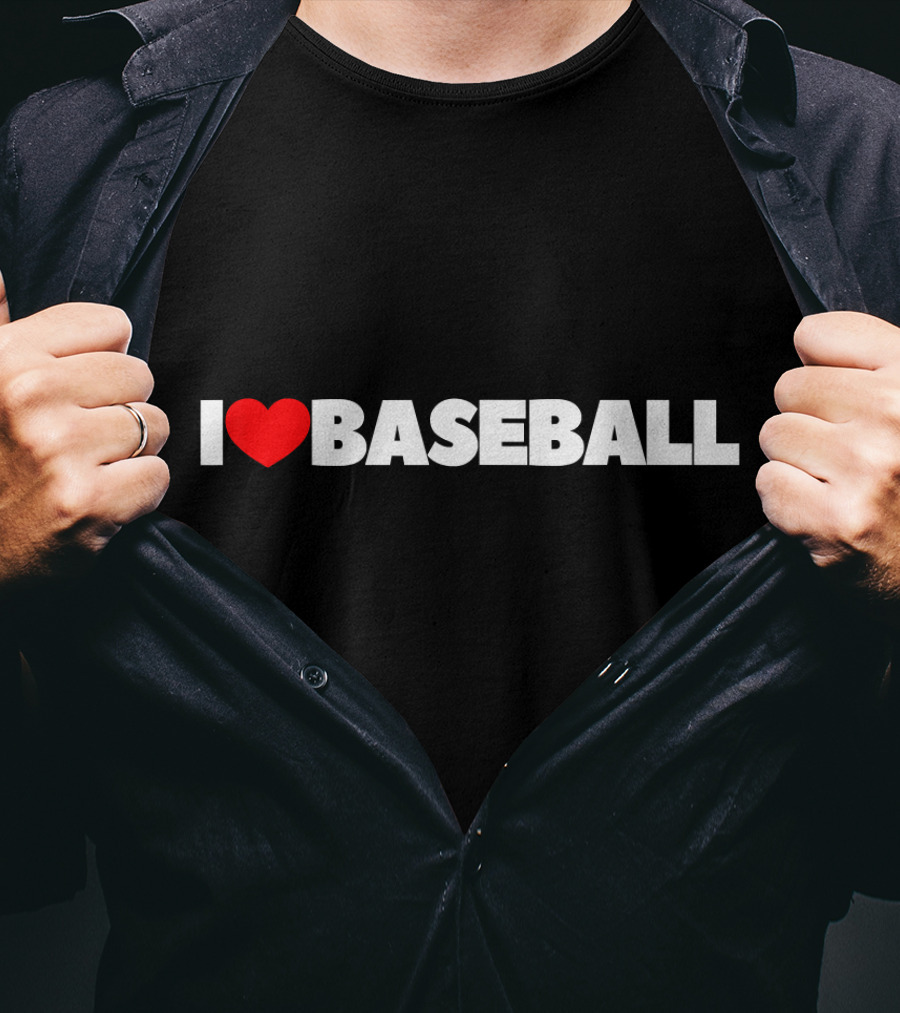 I Love Baseball Heart Icon T-Shirt