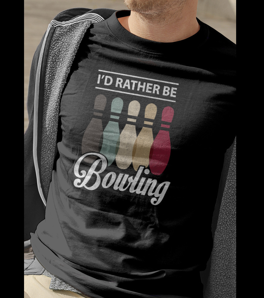 I’d Rather Be Bowling Vintage Bowling Pins T-Shirt
