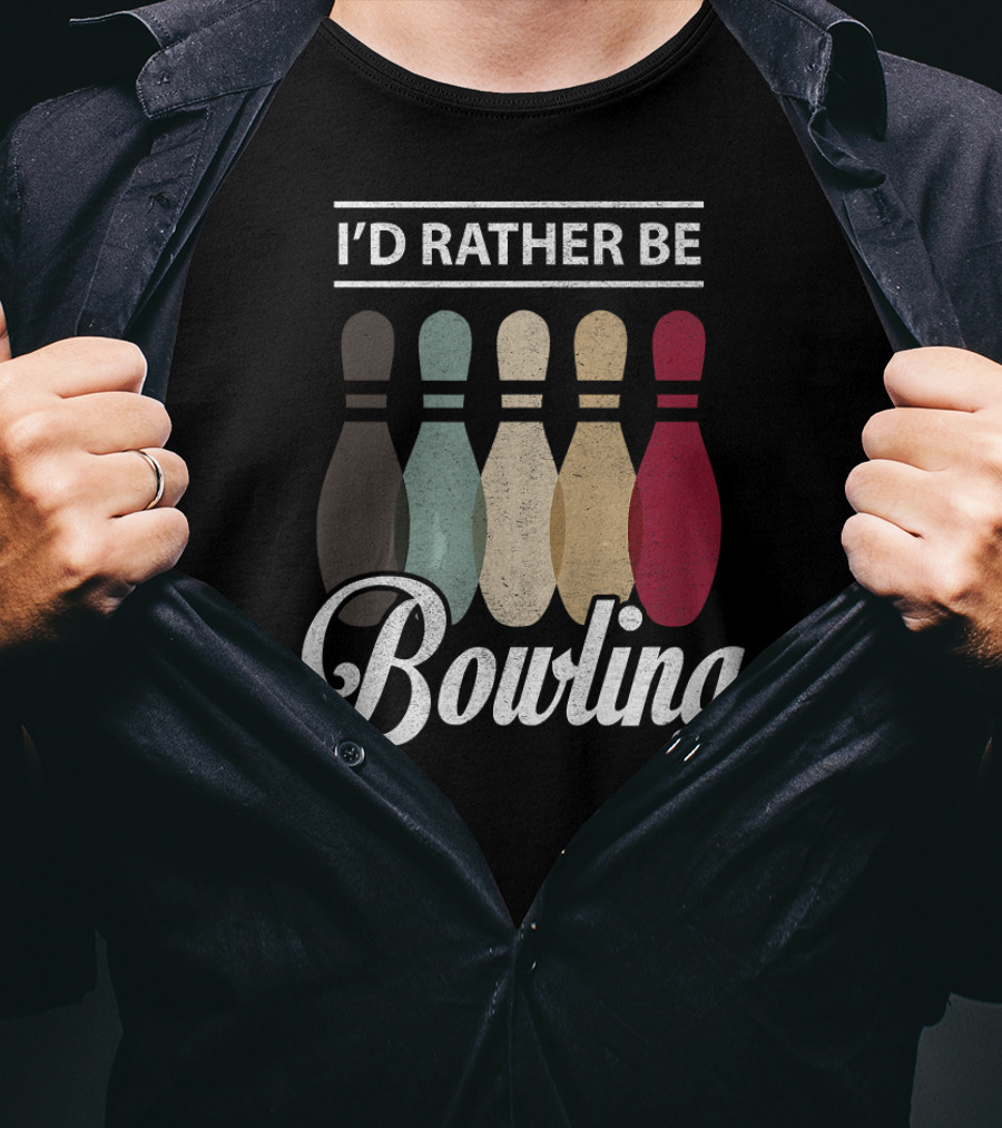 I’d Rather Be Bowling Vintage Bowling Pins T-Shirt