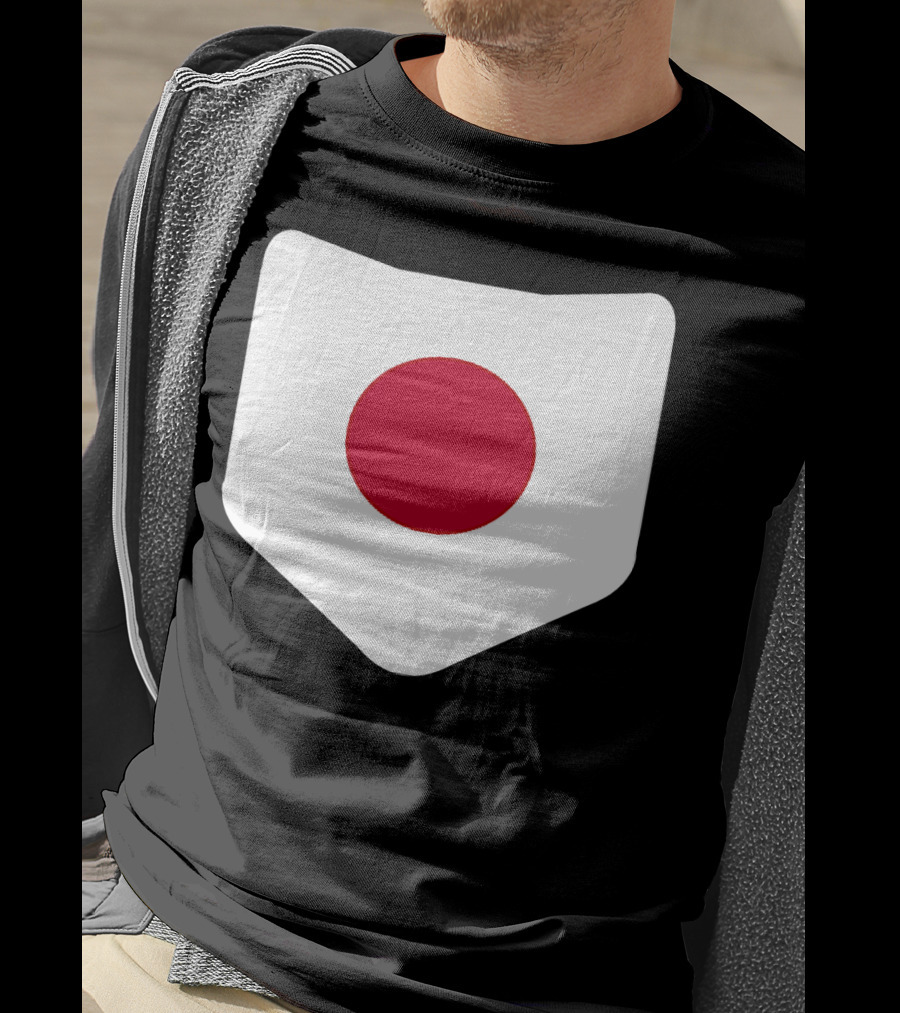 Japan Symbol Emblem With Printed Japanese Flag T-Shirt