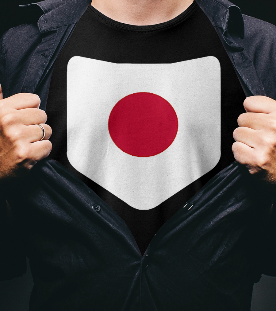Japan Symbol Emblem With Printed Japanese Flag T-Shirt