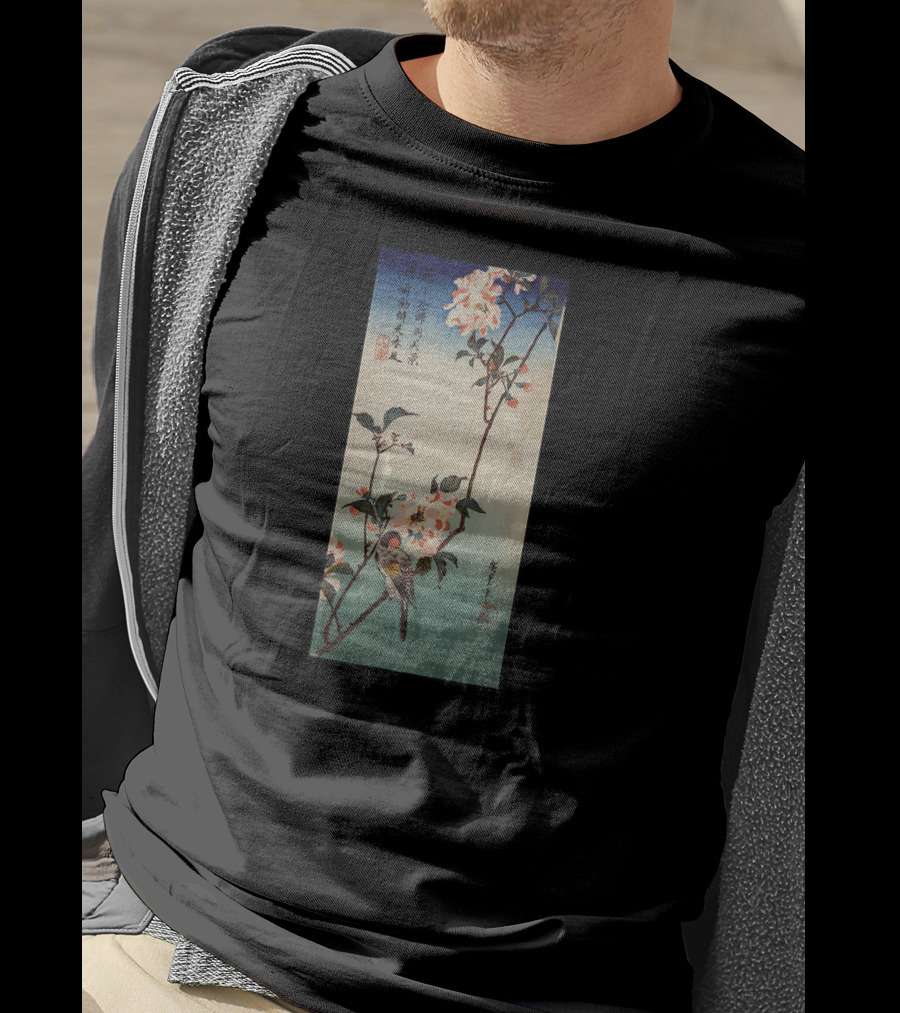 Japanese Ukiyo-e Birds With Cherry Blossoms Tree Scene T-Shirt