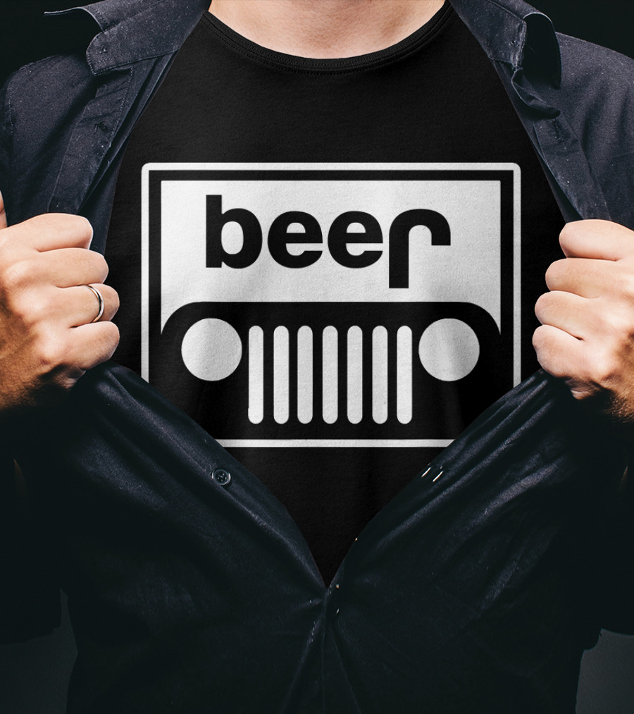 Beer Jeep Grille Parody Funny Upturned Off T-Shirt