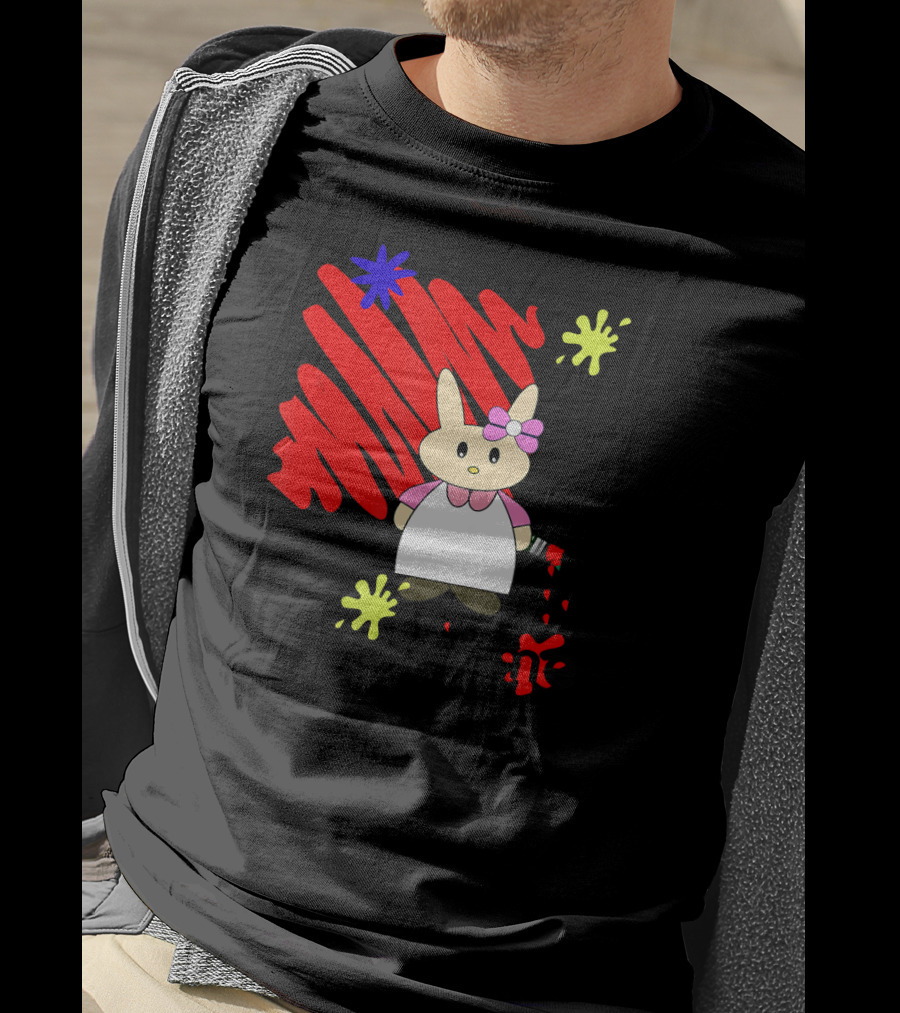 It Wasn't Me Bunny With Paintbrush And Red Scribble T-Shirt