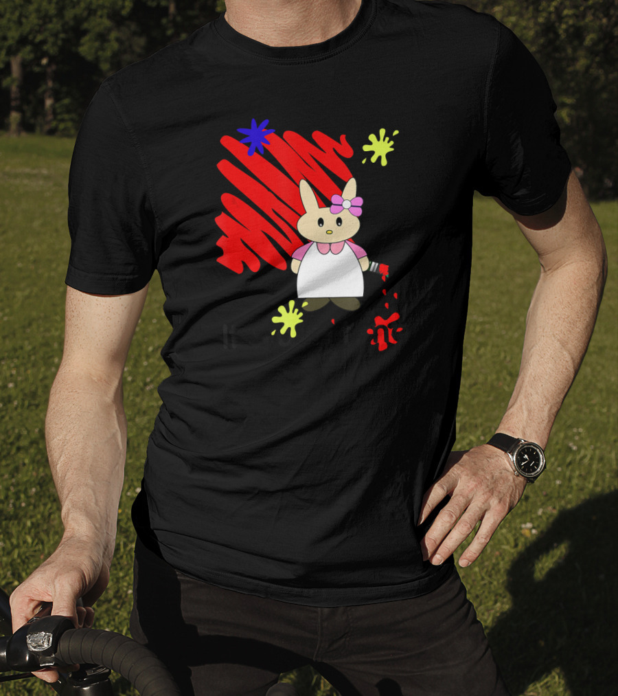 It Wasn't Me Bunny With Paintbrush And Red Scribble T-Shirt