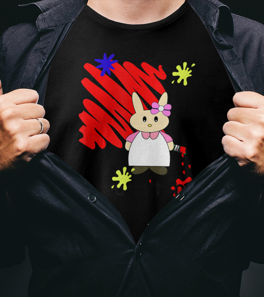 It Wasn't Me Bunny With Paintbrush And Red Scribble T-Shirt