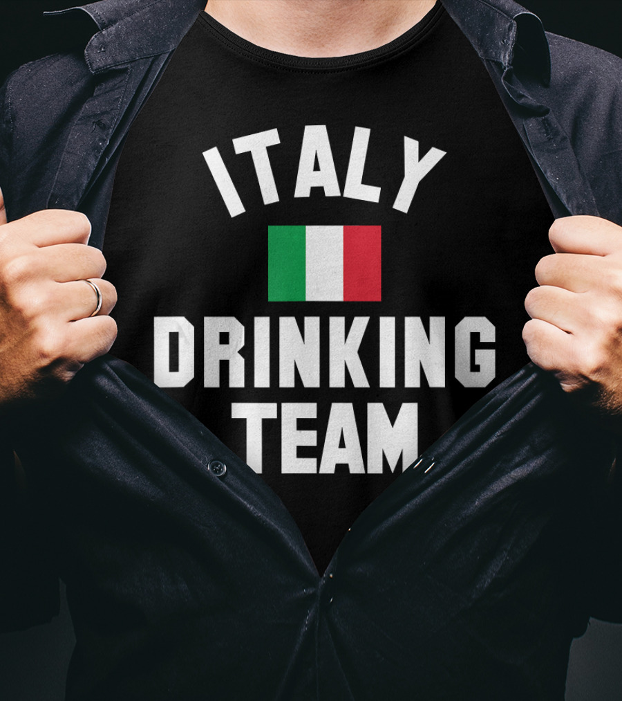 Italy Drinking Team Italy Beer Theme With Italian Flag T-Shirt