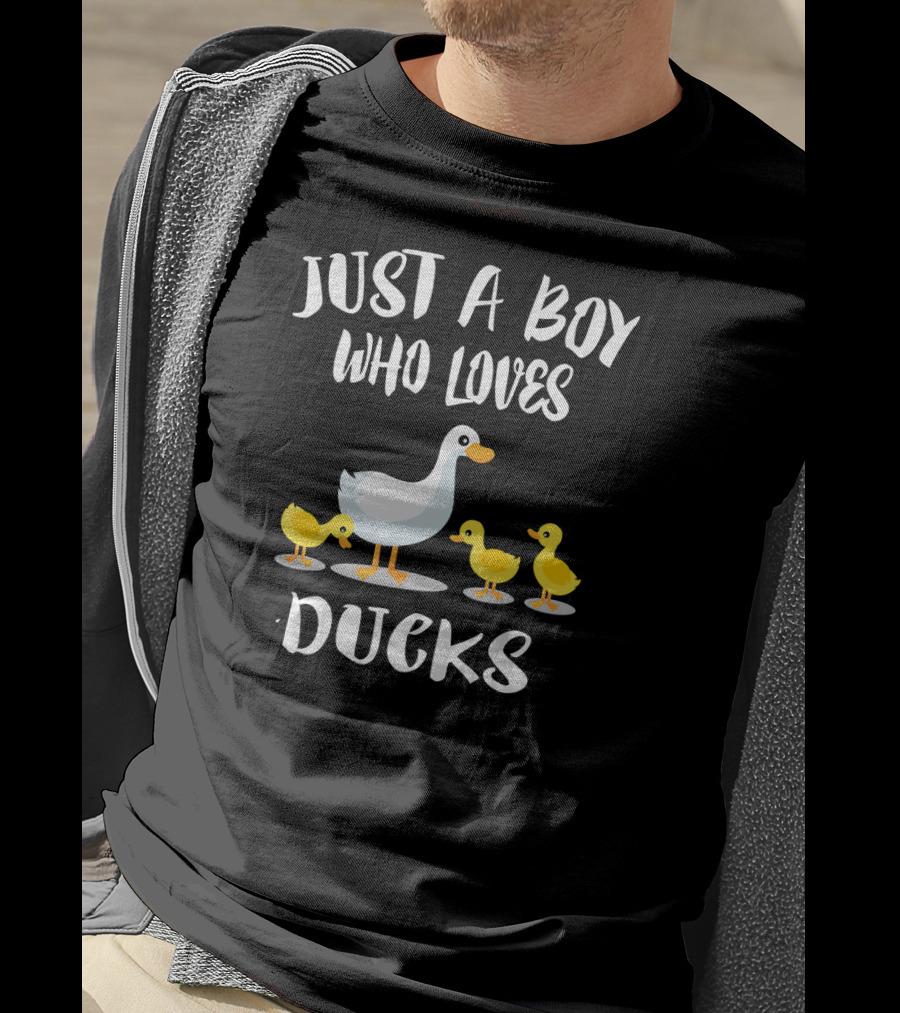 Just A Boy Who Loves Ducks With Duck And Ducklings T-Shirt