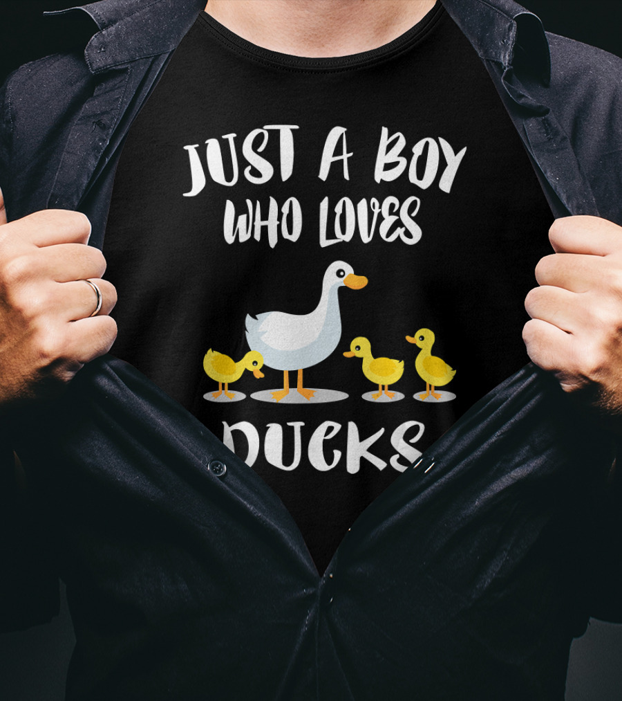 Just A Boy Who Loves Ducks With Duck And Ducklings T-Shirt