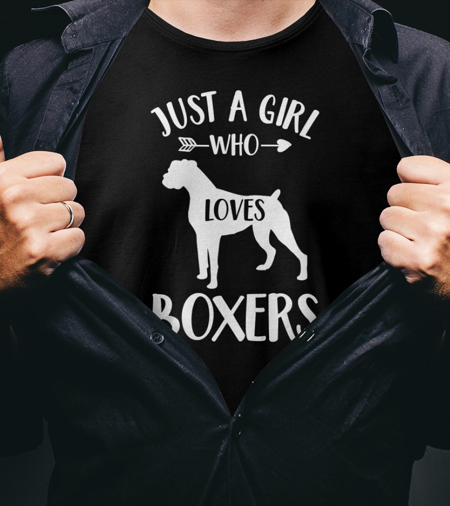 Just A Girl Who Loves Boxers With Arrow And Dog T-Shirt