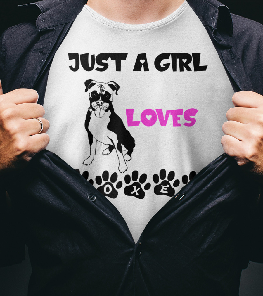 Just A Girl Who Loves Her Boxer Paws T-Shirt