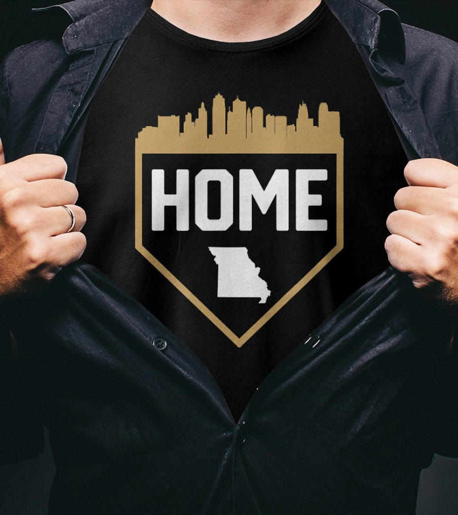 Kansas City Missouri Home Baseball Skyline Map T-Shirt