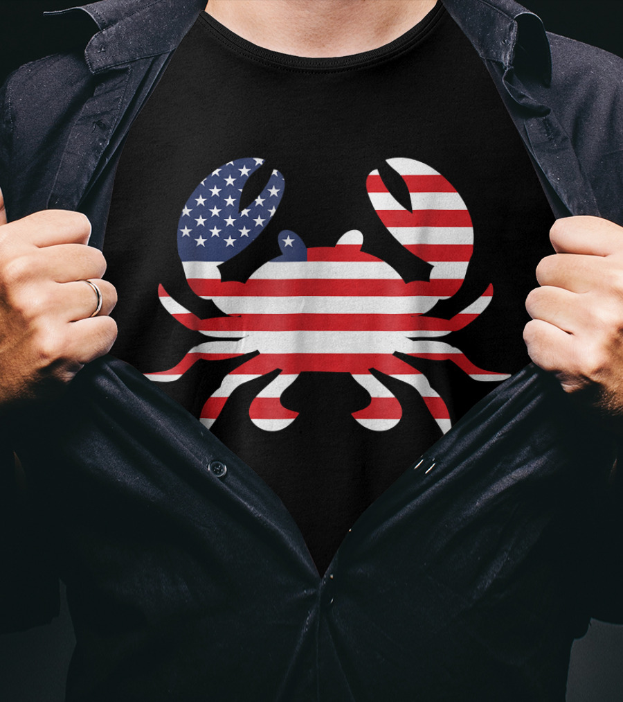 American Flag Crab USA Patriotic T-Shirt