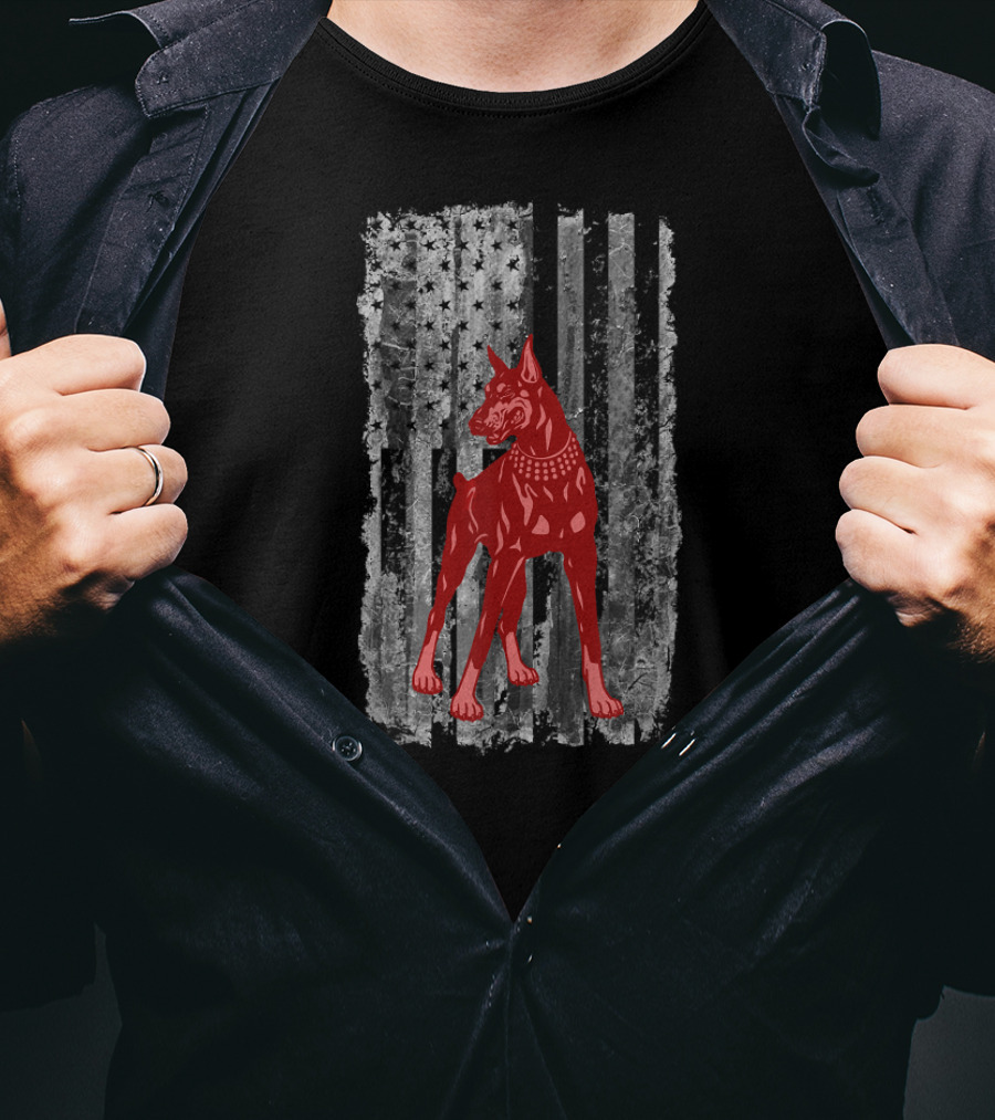 American Flag Doberman Patriotic T-Shirt