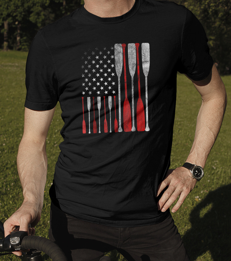 American Flag Oars Crew Rowing T-Shirt