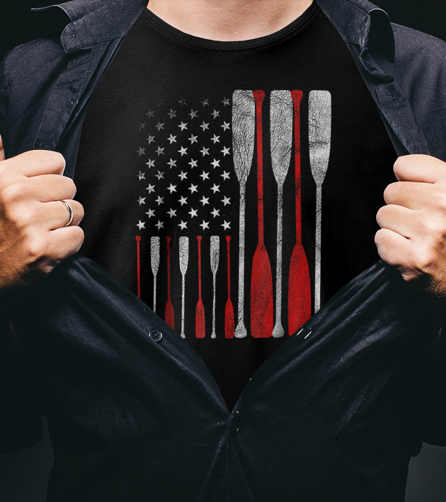 American Flag Oars Crew Rowing T-Shirt
