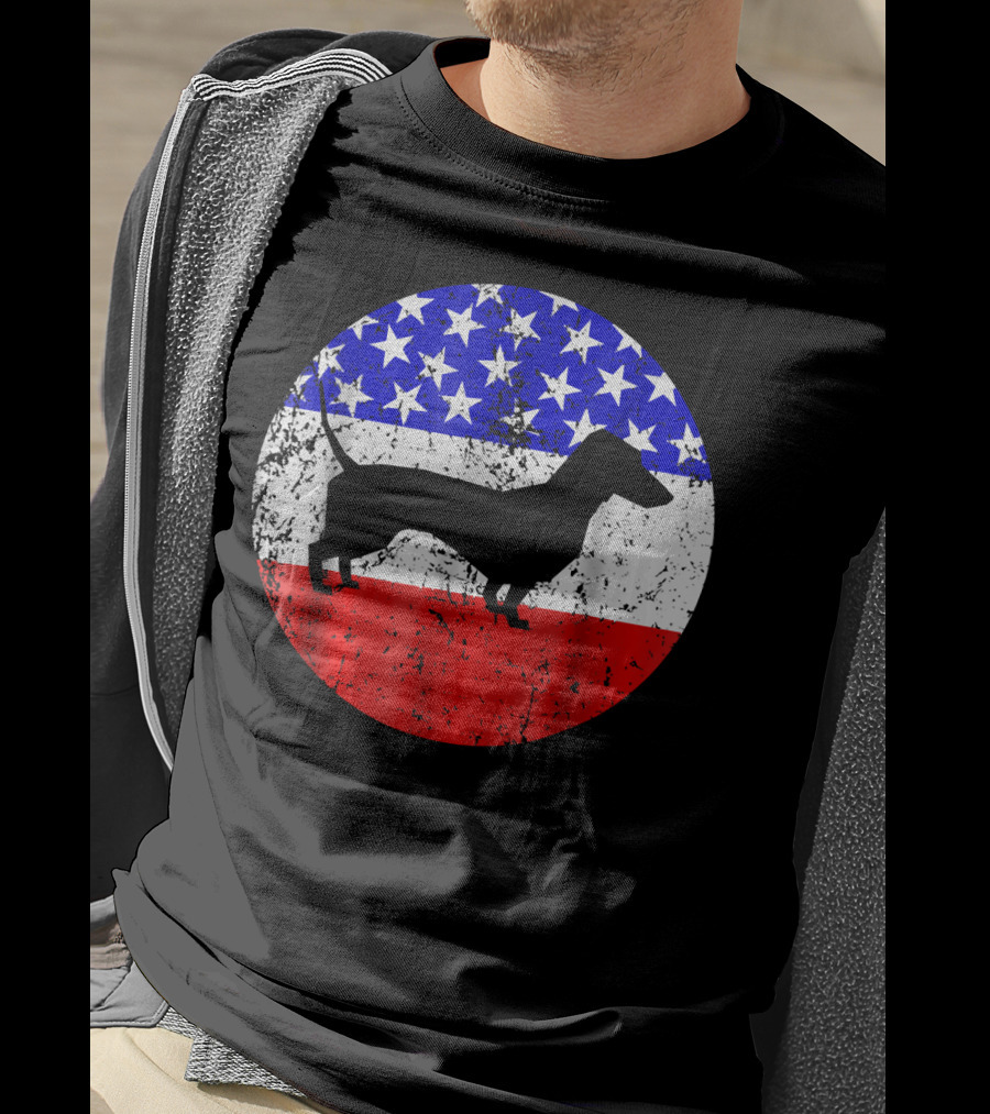 American Flag Dachshund Silhouette T-Shirt