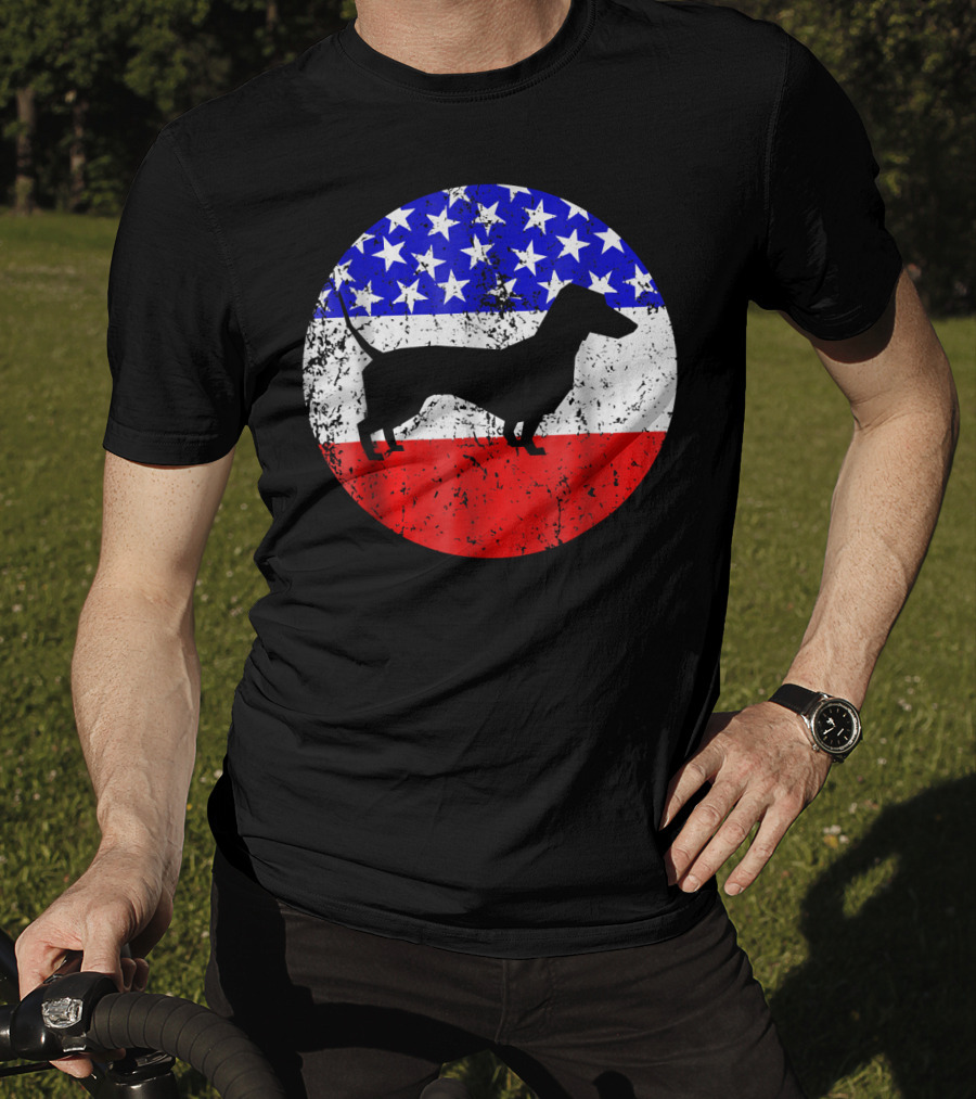American Flag Dachshund Silhouette T-Shirt