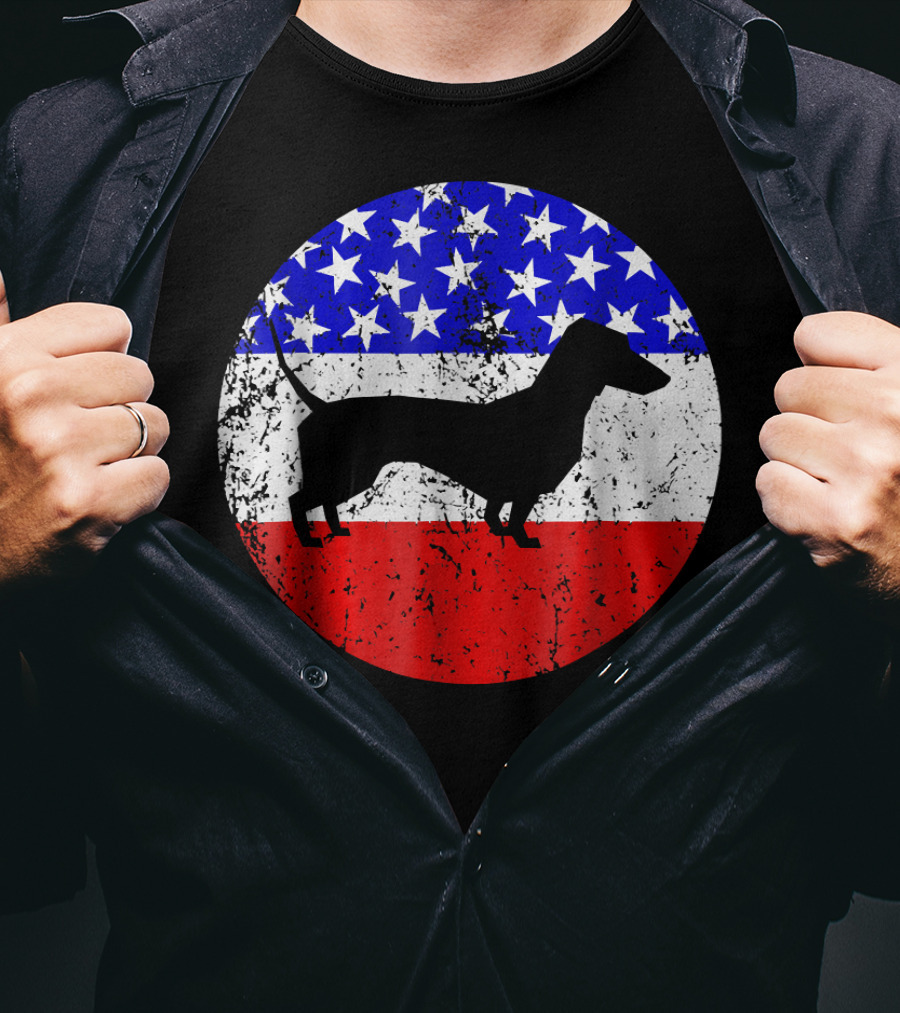 American Flag Dachshund Silhouette T-Shirt