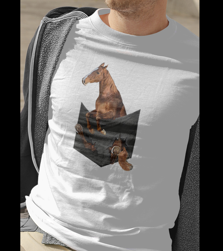 American Saddlebred Horse Emerging From Pocket Optical Illusion T-Shirt
