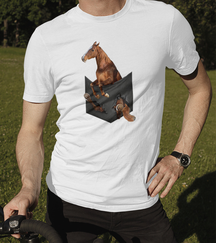 American Saddlebred Horse Emerging From Pocket Optical Illusion T-Shirt