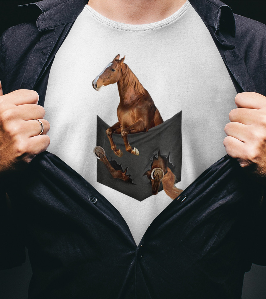 American Saddlebred Horse Emerging From Pocket Optical Illusion T-Shirt