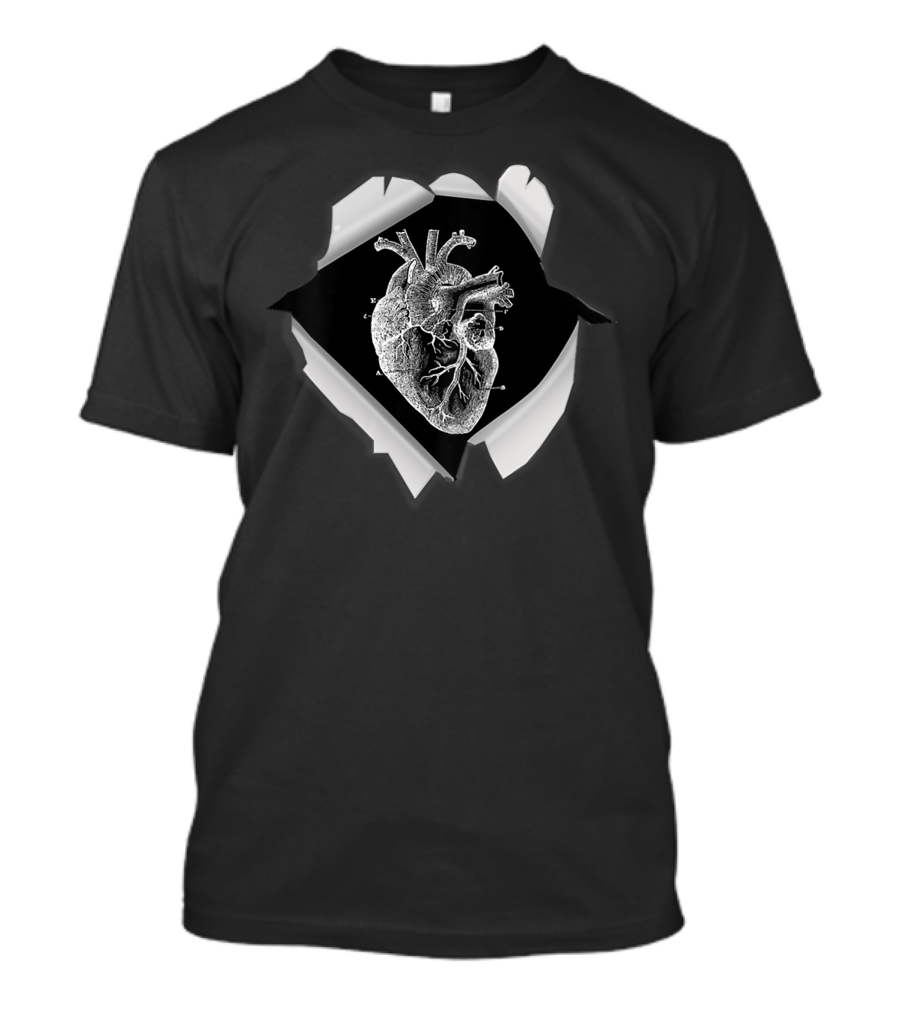 Anatomy Drawing Heart Anatomy Cardiol Heart Sketch Peeling Paper Effect T-Shirt