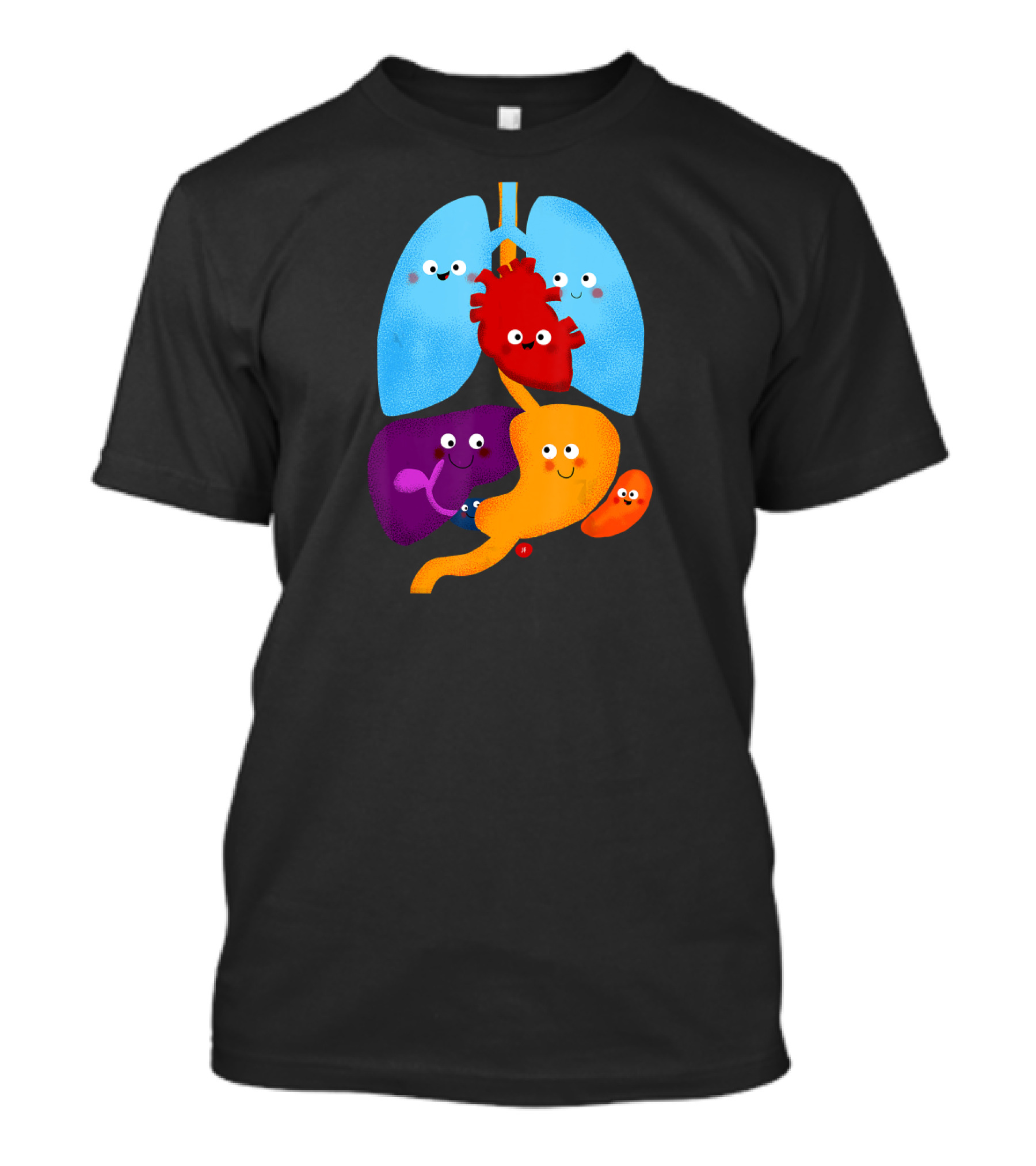 Anatomy Illustrated Heart Lungs Organs Cute Colorful Cartoon Characters T-Shirt
