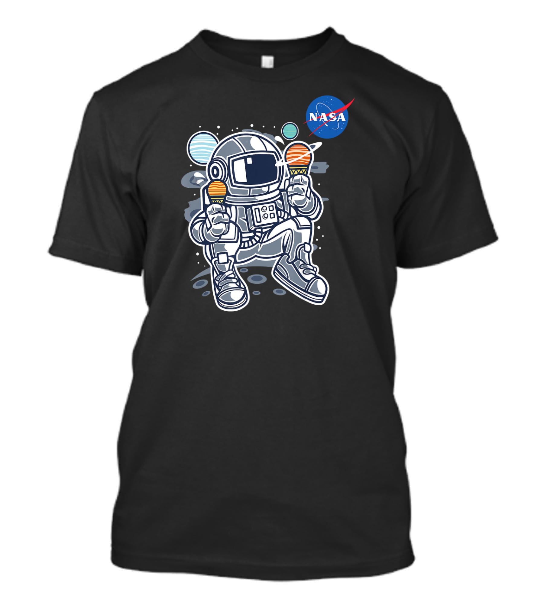 Astronaut Holding Planet Ice Cream NASA T-Shirt