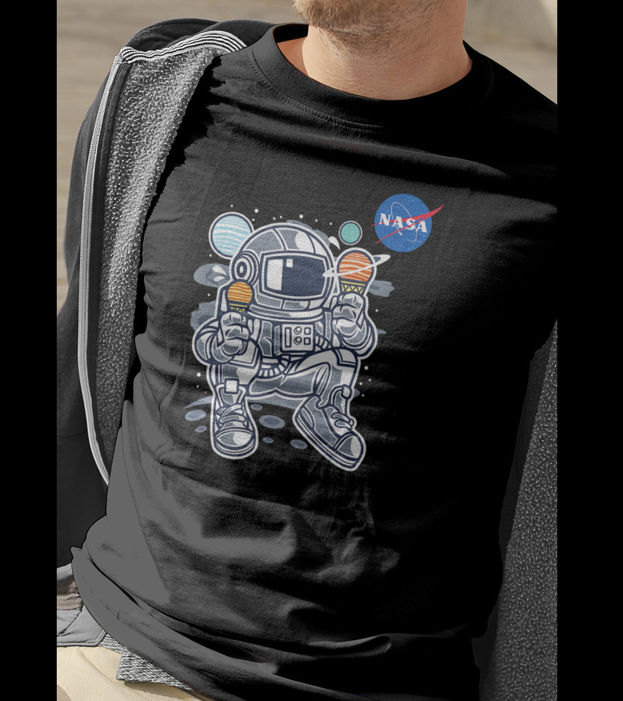 Astronaut Holding Planet Ice Cream NASA T-Shirt