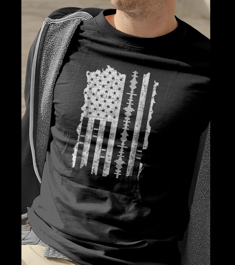 Audio Engineer American Flag Sound Wave Engineer T-Shirt