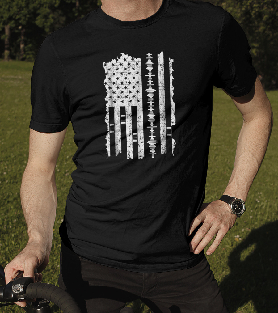 Audio Engineer American Flag Sound Wave Engineer T-Shirt