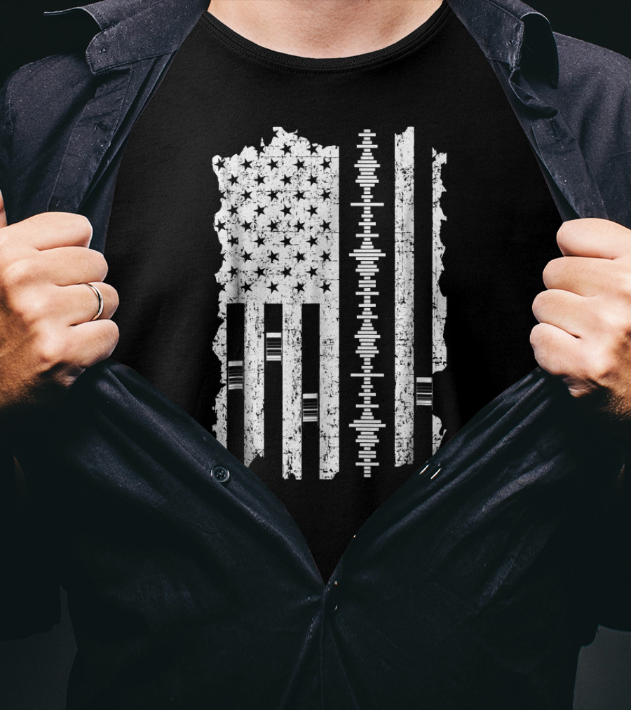 Audio Engineer American Flag Sound Wave Engineer T-Shirt