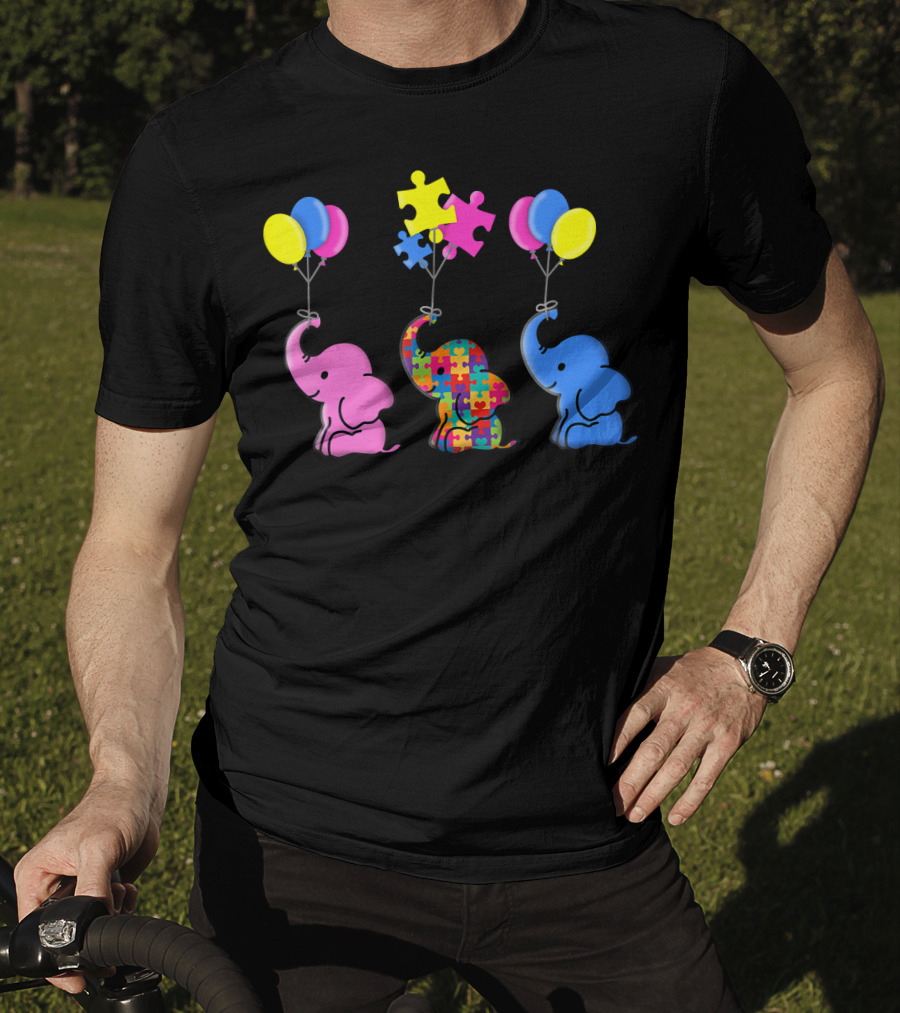 Autism Awareness Elephant Balloons Puzzle T-Shirt